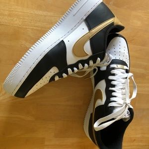 Nike Black and Gold Air Force Ones